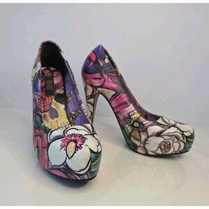 Iron Fist Funky Unique Skulls & Spiders US Sz 6 Platform 4" High Heels Statement
